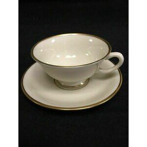 Lenox "Mansfield" Footed Gold Rimmed Tea Cup & Saucer set